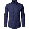 imageMens Stretch Soft Slim Fit Dress Shirts Long Sleeve Formal Wedding Business Casual Button Down ShirtNavy Blue