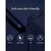 imageMens Stretch Soft Slim Fit Dress Shirts Long Sleeve Formal Wedding Business Casual Button Down ShirtNavy Blue