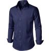 imageMens Stretch Soft Slim Fit Dress Shirts Long Sleeve Formal Wedding Business Casual Button Down ShirtNavy Blue