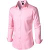 imageMens Stretch Soft Slim Fit Dress Shirts Long Sleeve Formal Wedding Business Casual Button Down ShirtPink