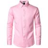 imageMens Stretch Soft Slim Fit Dress Shirts Long Sleeve Formal Wedding Business Casual Button Down ShirtPink