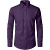 imageMens Stretch Soft Slim Fit Dress Shirts Long Sleeve Formal Wedding Business Casual Button Down ShirtPurple