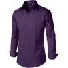 imageMens Stretch Soft Slim Fit Dress Shirts Long Sleeve Formal Wedding Business Casual Button Down ShirtPurple