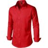 imageMens Stretch Soft Slim Fit Dress Shirts Long Sleeve Formal Wedding Business Casual Button Down ShirtRed