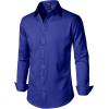 imageMens Stretch Soft Slim Fit Dress Shirts Long Sleeve Formal Wedding Business Casual Button Down ShirtRoyal Blue