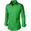 imageMens Stretch Soft Slim Fit Dress Shirts Long Sleeve Formal Wedding Business Casual Button Down ShirtShamrock Green