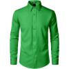 imageMens Stretch Soft Slim Fit Dress Shirts Long Sleeve Formal Wedding Business Casual Button Down ShirtShamrock Green