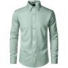 imageMens Stretch Soft Slim Fit Dress Shirts Long Sleeve Formal Wedding Business Casual Button Down ShirtTurquoise