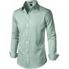 imageMens Stretch Soft Slim Fit Dress Shirts Long Sleeve Formal Wedding Business Casual Button Down ShirtTurquoise
