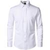 imageMens Stretch Soft Slim Fit Dress Shirts Long Sleeve Formal Wedding Business Casual Button Down ShirtWhite
