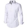 imageMens Stretch Soft Slim Fit Dress Shirts Long Sleeve Formal Wedding Business Casual Button Down ShirtWhite