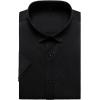 imageMens Stretch Wrinkle Free Dress Shirts Formal Wedding Prom Short Sleeve Slim Fit Button Down ShirtBlack
