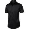 imageMens Stretch Wrinkle Free Dress Shirts Formal Wedding Prom Short Sleeve Slim Fit Button Down ShirtBlack