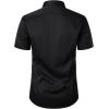 imageMens Stretch Wrinkle Free Dress Shirts Formal Wedding Prom Short Sleeve Slim Fit Button Down ShirtBlack