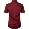 imageMens Stretch Wrinkle Free Dress Shirts Formal Wedding Prom Short Sleeve Slim Fit Button Down ShirtBurgundy