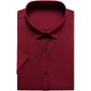 imageMens Stretch Wrinkle Free Dress Shirts Formal Wedding Prom Short Sleeve Slim Fit Button Down ShirtBurgundy