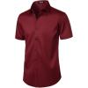 imageMens Stretch Wrinkle Free Dress Shirts Formal Wedding Prom Short Sleeve Slim Fit Button Down ShirtBurgundy