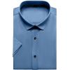 imageMens Stretch Wrinkle Free Dress Shirts Formal Wedding Prom Short Sleeve Slim Fit Button Down ShirtClassic Blue