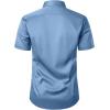 imageMens Stretch Wrinkle Free Dress Shirts Formal Wedding Prom Short Sleeve Slim Fit Button Down ShirtClassic Blue