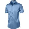 imageMens Stretch Wrinkle Free Dress Shirts Formal Wedding Prom Short Sleeve Slim Fit Button Down ShirtClassic Blue