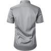 imageMens Stretch Wrinkle Free Dress Shirts Formal Wedding Prom Short Sleeve Slim Fit Button Down ShirtGrey