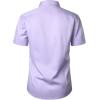 imageMens Stretch Wrinkle Free Dress Shirts Formal Wedding Prom Short Sleeve Slim Fit Button Down ShirtLavender Purple
