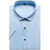 imageMens Stretch Wrinkle Free Dress Shirts Formal Wedding Prom Short Sleeve Slim Fit Button Down ShirtLight Blue