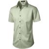 imageMens Stretch Wrinkle Free Dress Shirts Formal Wedding Prom Short Sleeve Slim Fit Button Down ShirtMint Green