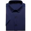 imageMens Stretch Wrinkle Free Dress Shirts Formal Wedding Prom Short Sleeve Slim Fit Button Down ShirtNavy