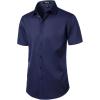 imageMens Stretch Wrinkle Free Dress Shirts Formal Wedding Prom Short Sleeve Slim Fit Button Down ShirtNavy