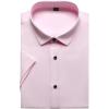 imageMens Stretch Wrinkle Free Dress Shirts Formal Wedding Prom Short Sleeve Slim Fit Button Down ShirtPink