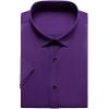 imageMens Stretch Wrinkle Free Dress Shirts Formal Wedding Prom Short Sleeve Slim Fit Button Down ShirtPurple