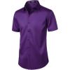 imageMens Stretch Wrinkle Free Dress Shirts Formal Wedding Prom Short Sleeve Slim Fit Button Down ShirtPurple