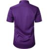 imageMens Stretch Wrinkle Free Dress Shirts Formal Wedding Prom Short Sleeve Slim Fit Button Down ShirtPurple