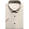 imageMens Stretch Wrinkle Free Dress Shirts Formal Wedding Prom Short Sleeve Slim Fit Button Down ShirtTan