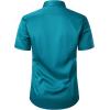 imageMens Stretch Wrinkle Free Dress Shirts Formal Wedding Prom Short Sleeve Slim Fit Button Down ShirtTeal