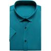 imageMens Stretch Wrinkle Free Dress Shirts Formal Wedding Prom Short Sleeve Slim Fit Button Down ShirtTeal