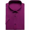imageMens Stretch Wrinkle Free Dress Shirts Formal Wedding Prom Short Sleeve Slim Fit Button Down ShirtWine Red