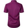 imageMens Stretch Wrinkle Free Dress Shirts Formal Wedding Prom Short Sleeve Slim Fit Button Down ShirtWine Red