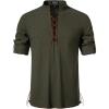 imageMens Cotton Long Sleeve Lace Up Vintage Shirts for Renaissance Pirate Viking Medieval CostumeArmy Green