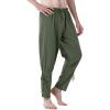 imageMens Pure Cotton Vintage Ankle Banded Pants for Renaissance Pirate Viking Medieval CostumeArmy Green