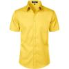 imageMens Stretch Slim Fit Dress Shirts Formal Wedding Prom Short Sleeve Button Down Shirt with PocketYellow
