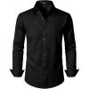 imageMens Stretch Soft Slim Fit Dress Shirts Long Sleeve Formal Wedding Business Casual Button Down ShirtBlack