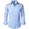 imageMens Stretch Soft Slim Fit Dress Shirts Long Sleeve Formal Wedding Business Casual Button Down ShirtLight Blue