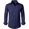 imageMens Stretch Soft Slim Fit Dress Shirts Long Sleeve Formal Wedding Business Casual Button Down ShirtNavy Blue