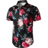 imageMens 2 Piece Casual Cotton Stretchy Outfit Short Sleeve Button up Shirt and Shorts SetBlackrose