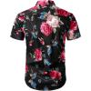imageMens 2 Piece Casual Cotton Stretchy Outfit Short Sleeve Button up Shirt and Shorts SetBlackrose