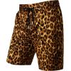imageMens 2 Piece Casual Cotton Stretchy Outfit Short Sleeve Button up Shirt and Shorts SetGold Leopard
