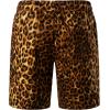 imageMens 2 Piece Casual Cotton Stretchy Outfit Short Sleeve Button up Shirt and Shorts SetGold Leopard