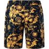 imageMens 2 Piece Casual Cotton Stretchy Outfit Short Sleeve Button up Shirt and Shorts SetNavy Gold
